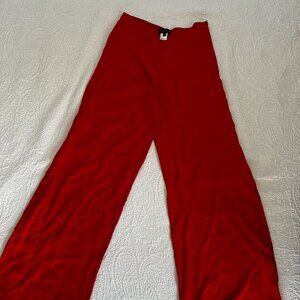 Krizia Red Silk Wide-Leg Pants Size 42